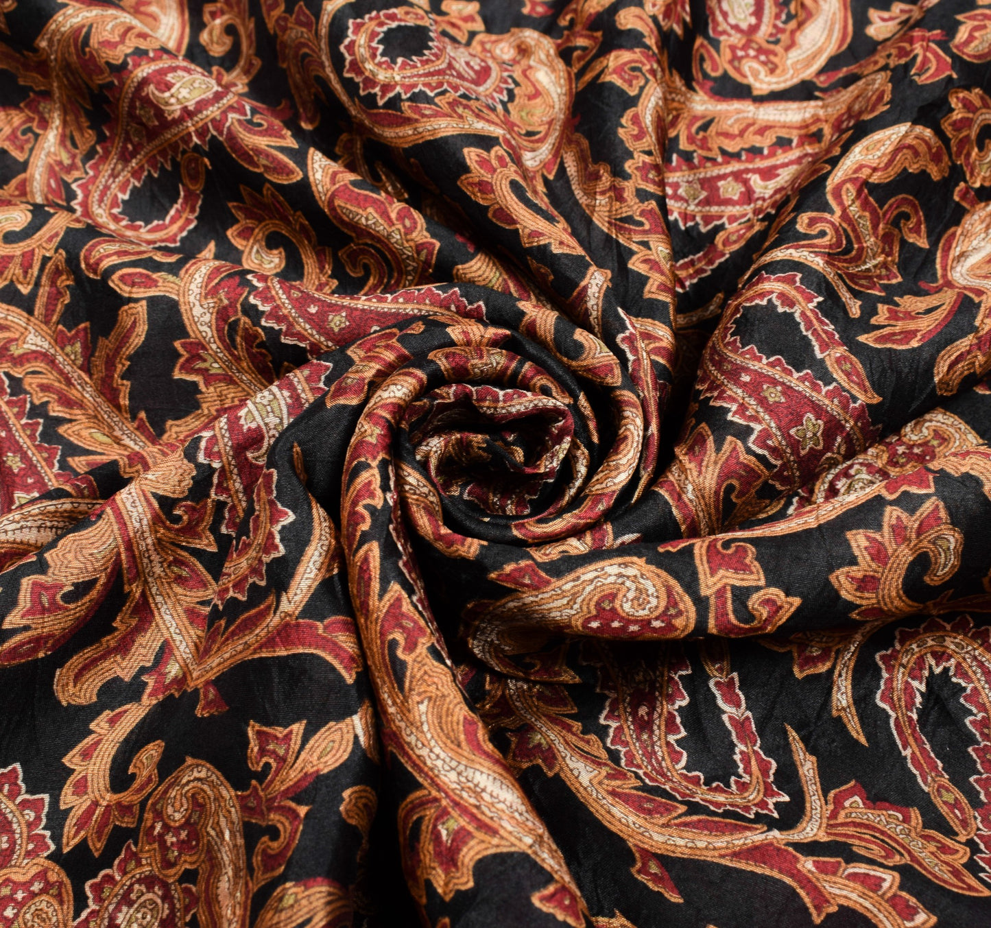 Sushila Vintage Paisley Black Saree 100% Pure Silk Printed Soft Craft Fabric