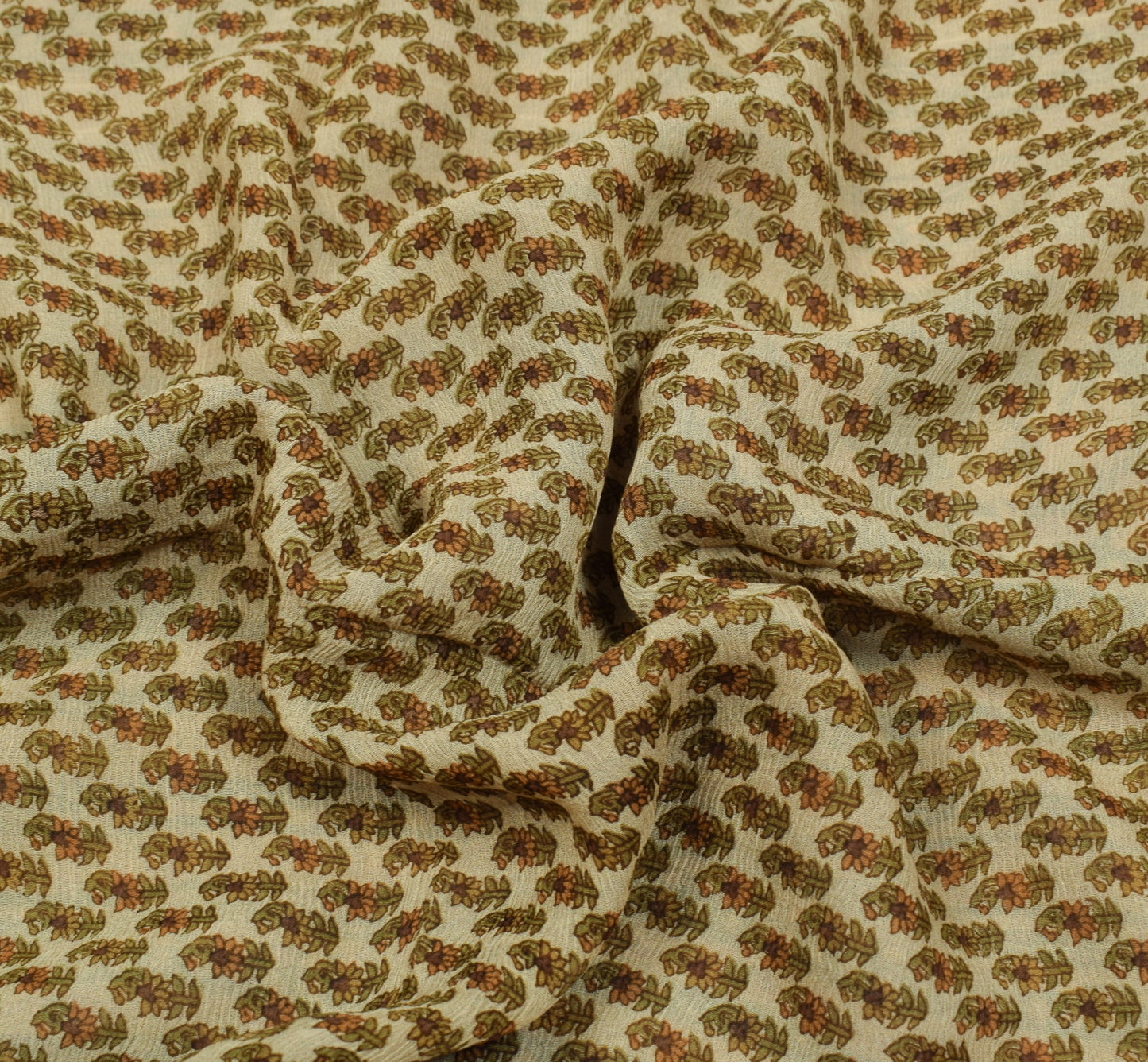 Sushila Vintage Floral Saree 100% Pure Chiffon Silk Printed Soft Craft Fabric