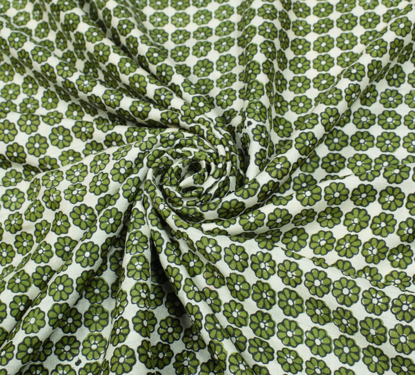 Sushila Vintage White Green Saree Pure Silk Hand Block Printed Soft Craft Fabric