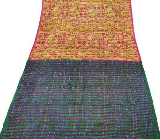 Sushila Vintage 100% Pure Silk Saree Printed Multi-Color Soft Craft Fabric