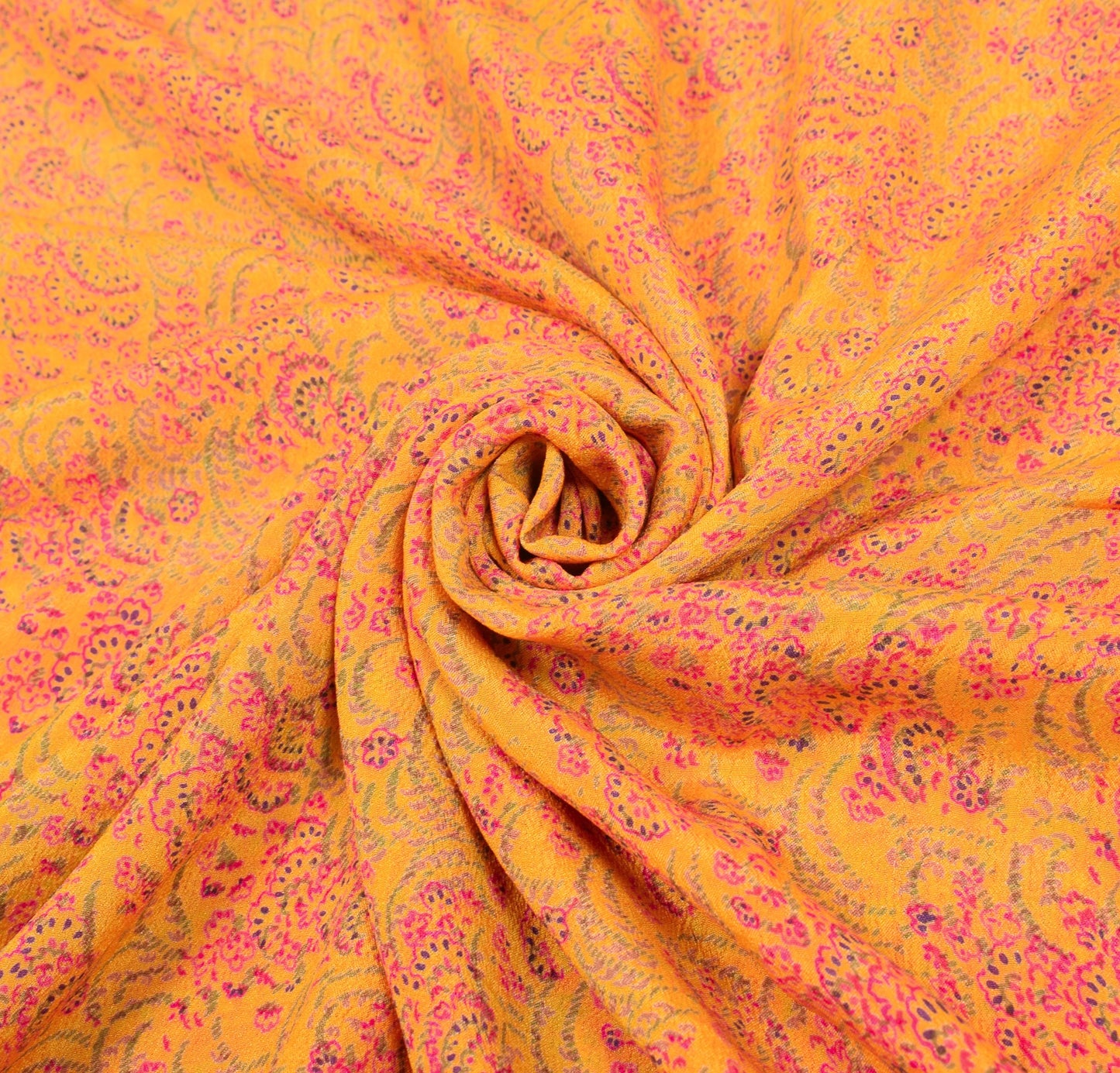 Sushila Vintage Magenta Yellow Saree Floral Pure Silk Printed Soft Craft Fabric