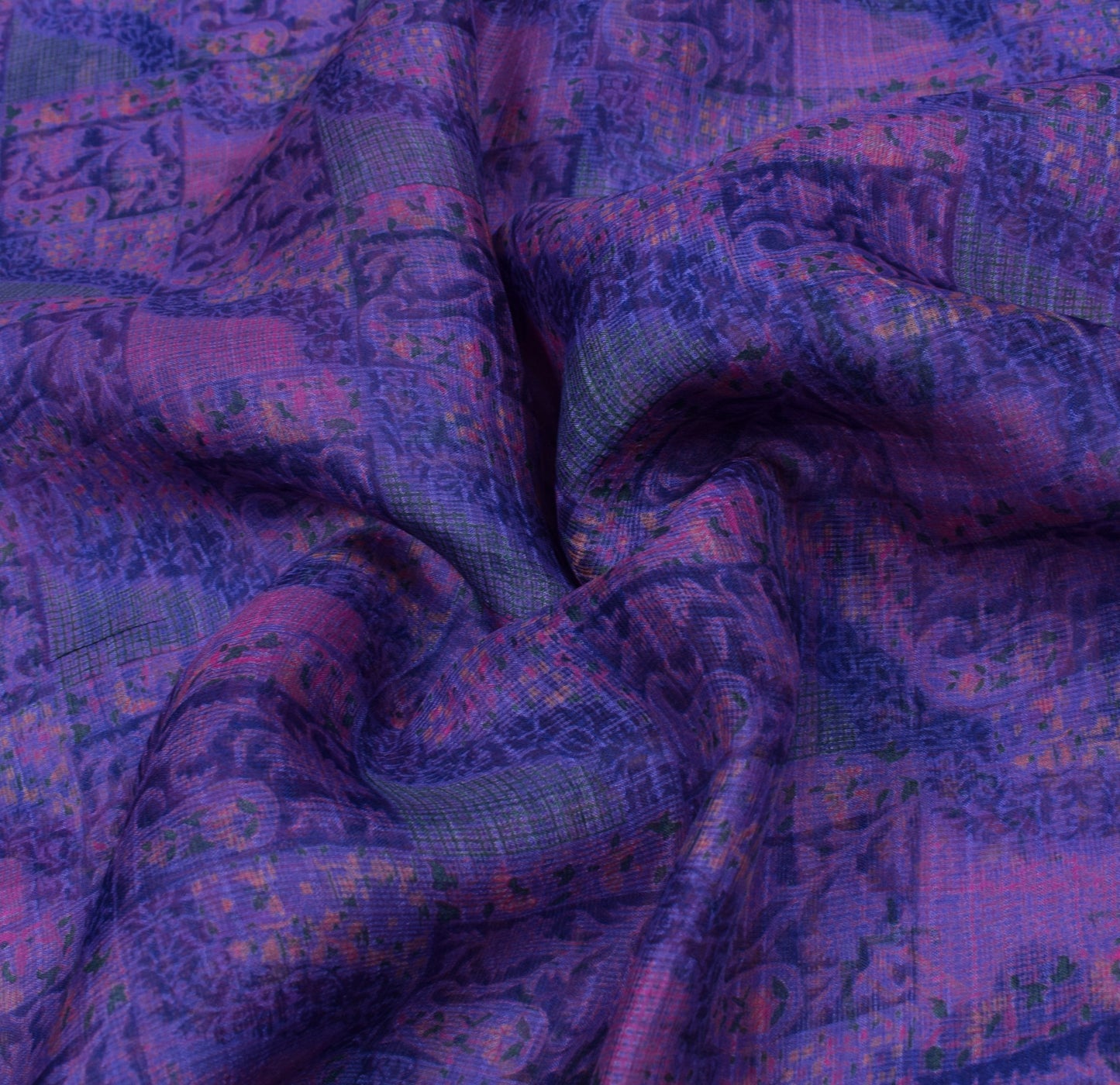 Sushila Vintage Purple Saree 100% Pure Silk Printed Zari Woven Soft Craft Fabric