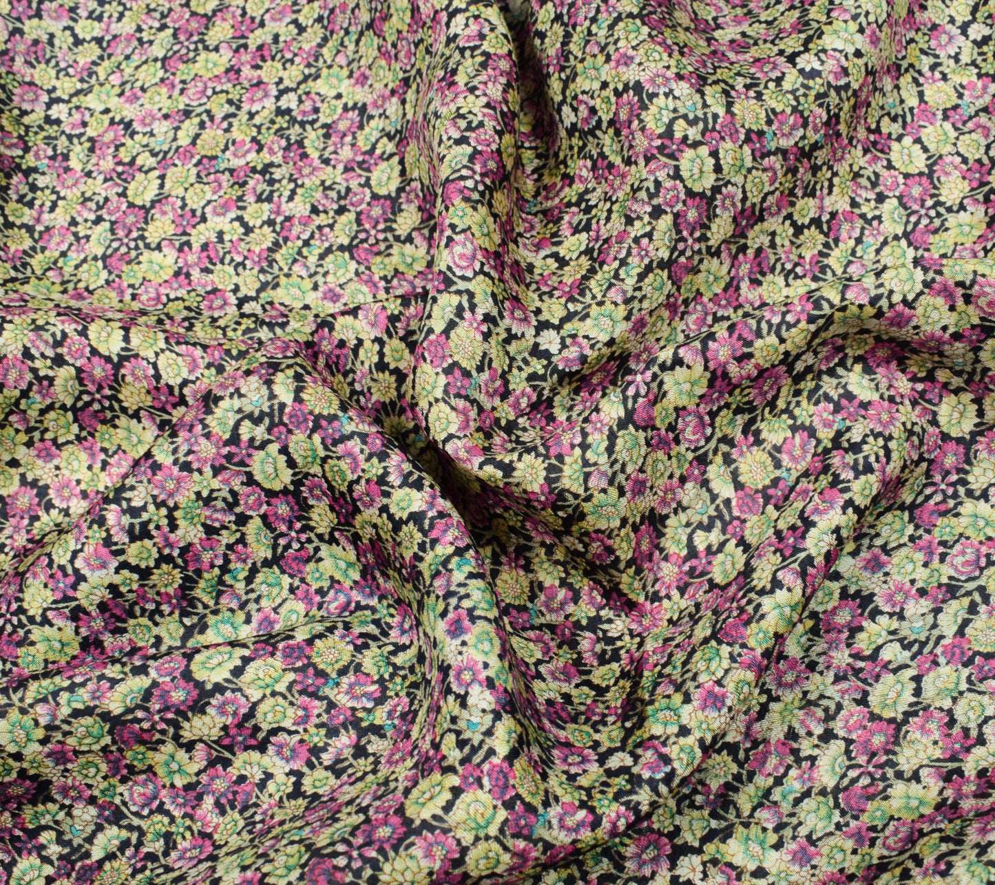 Sushila Vintage Floral Blue Saree 100% Pure Silk Printed 6Yard Soft Craft Fabric