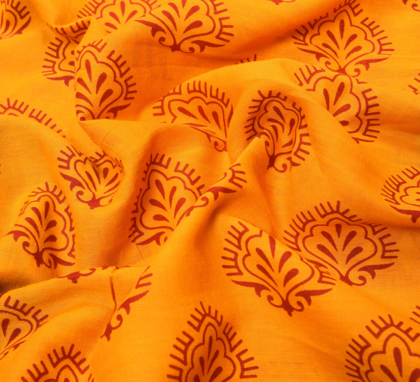 Sushila Vintage Yellow Saree Traditional Pure Cotton Printed Soft Craft Fabric