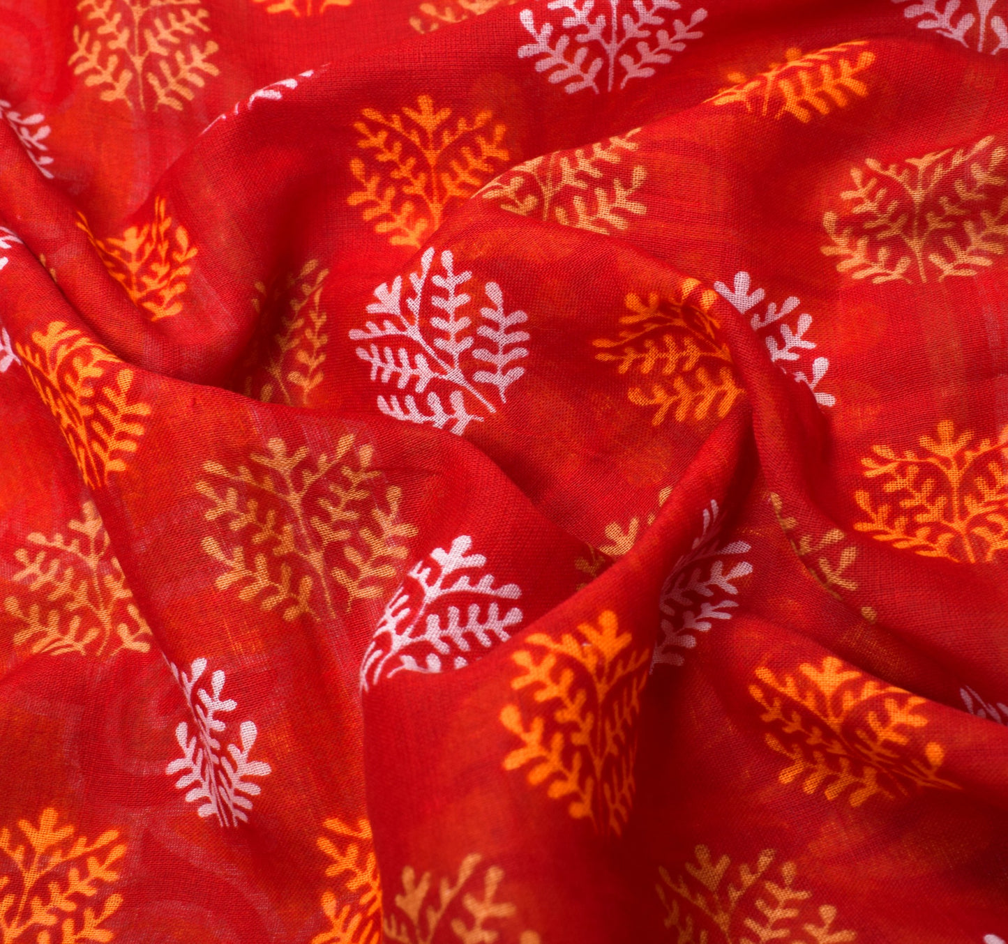 Sushila Vintage Red Floral Saree 100% Pure Cotton Printed DailyWear Craft Fabric
