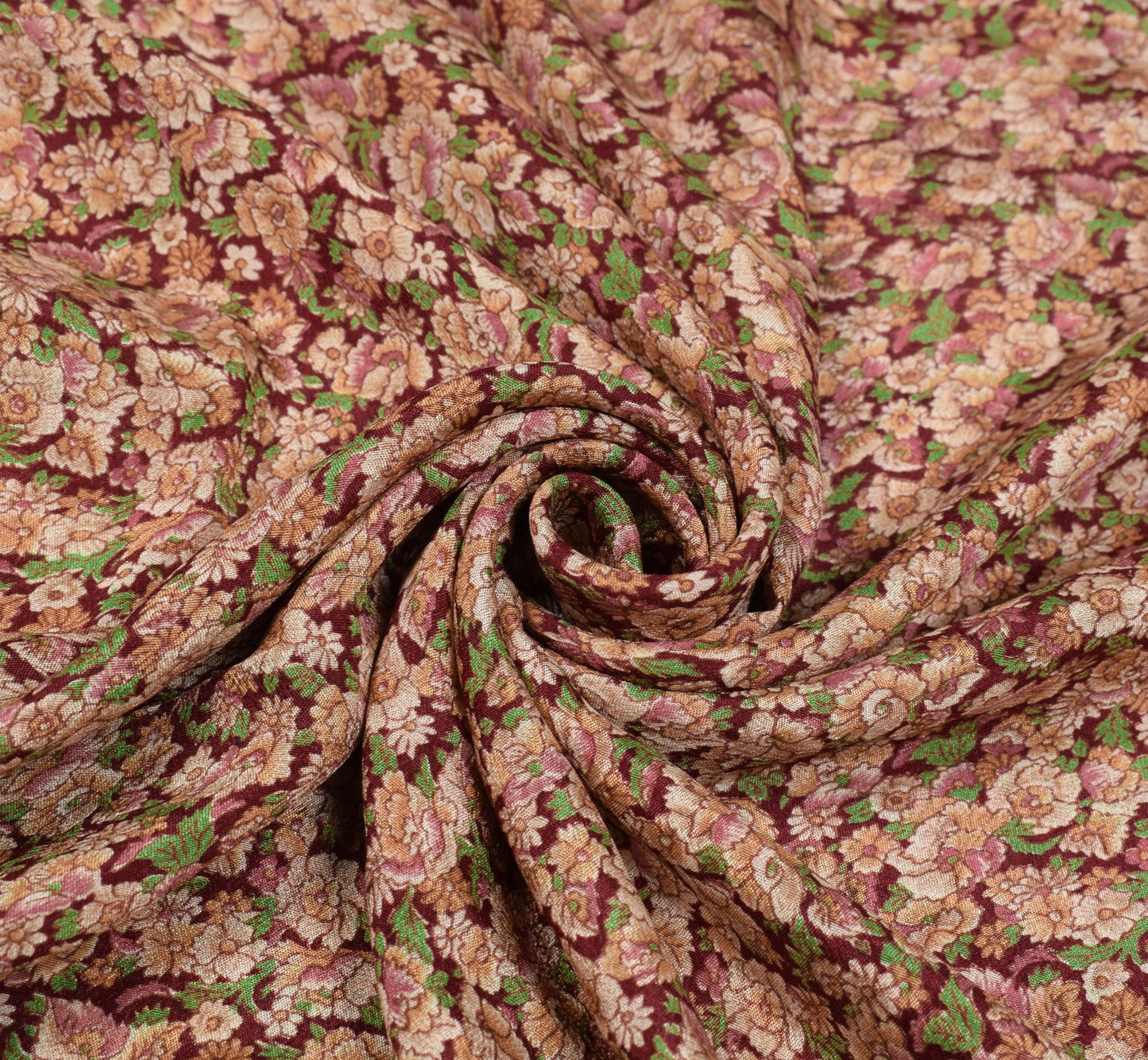 Sushila Vintage Maroon Saree Floral Pure Silk Printed Soft 6Yd Sari Craft Fabric