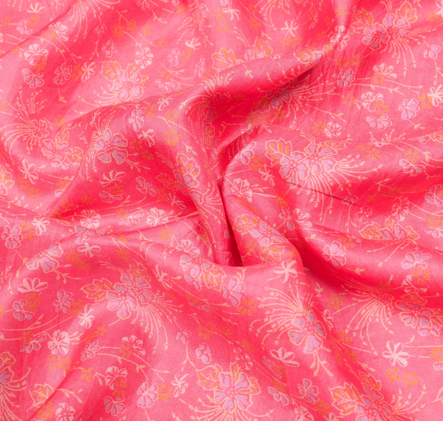 Sushila Vintage Floral Pink Saree Pure Silk Printed Soft Indian Craft Fabric