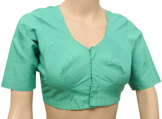Sushila Vintage Green Readymade Stitched Sari Blouse Blend Silk Size36 Choli Top