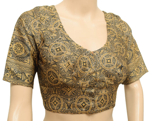 Sushila Vintage Readymade Stitched Sari Blouse Woven Silk Floral Choli Size 36