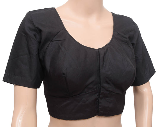 Sushila Vintage Black Readymade Stitched Sari Blouse Plain Cotton Women Top 36