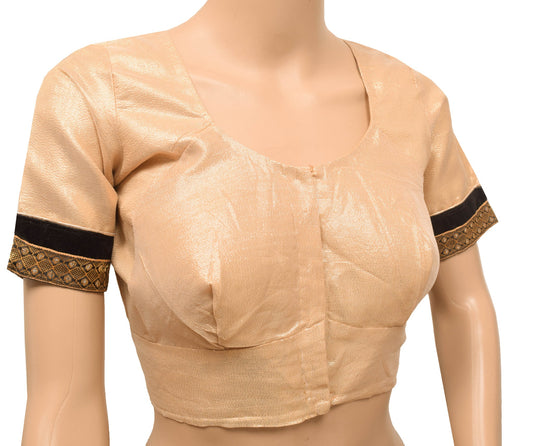 Sushila Vintage Top Readymade Stitched Golden Shimmer Sari Blouse Choli Size 36