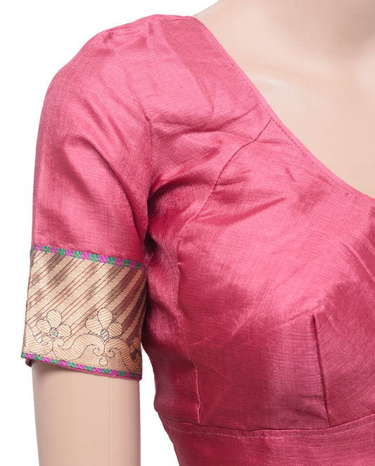 Sushila Vintage Readymade Stitched Sari Blouse Pink Silk Designer Women Choli 36