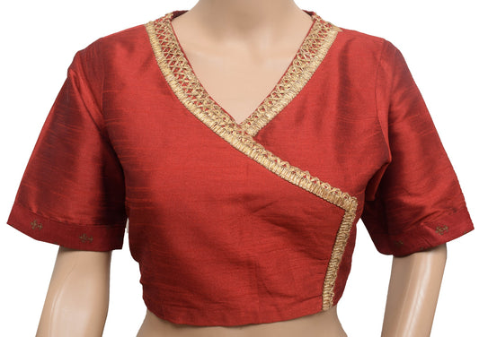 Vintage Readymade V-neckline Highlighted Gota Sari Blouse Branded Crop Top 34