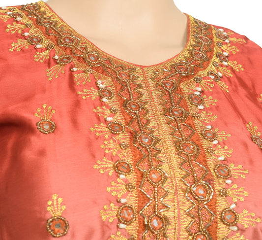 Sushila Vintage Stitched Sari Blouse Satin Silk Maroon Shaded Hand Beaded Top 32