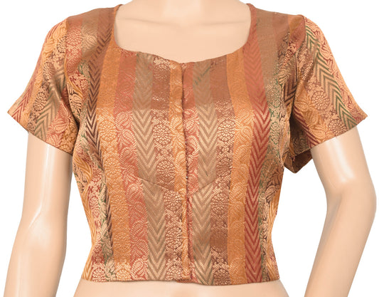 Sushila Vintage Readymade Multi-Color Sari Blouse Silk Woven Floral Choli Size48