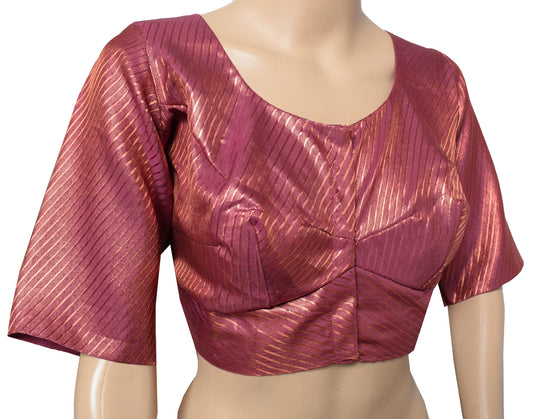 Sushila Vintage Magenta Stitched Sari Blouse Silk Zari Woven Designer Choli 44"