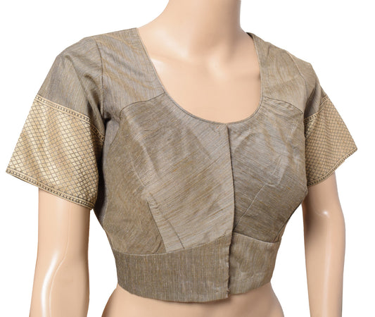 Sushila Vintage Art Cotton Silk Sari Blouse Woven Stitched Designer Choli 40"