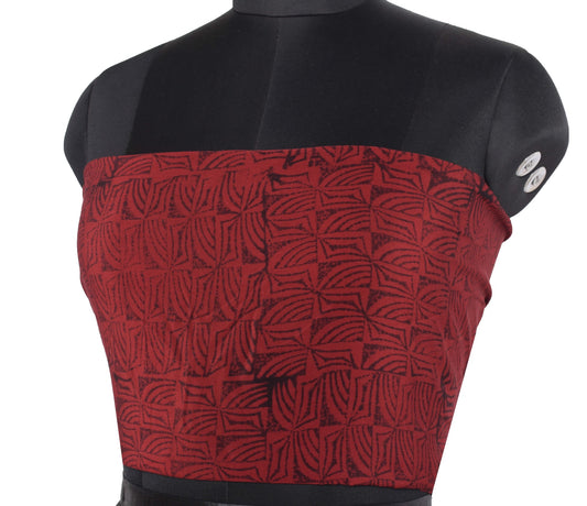 Sushila Vintage Pure Crepe Blouse Piece Remnant for Women Printed Maroon Fabric