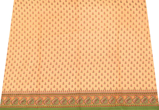 Sushila Vintage Pure Cotton Blouse Piece Material for Women Peach Remnant Fabric