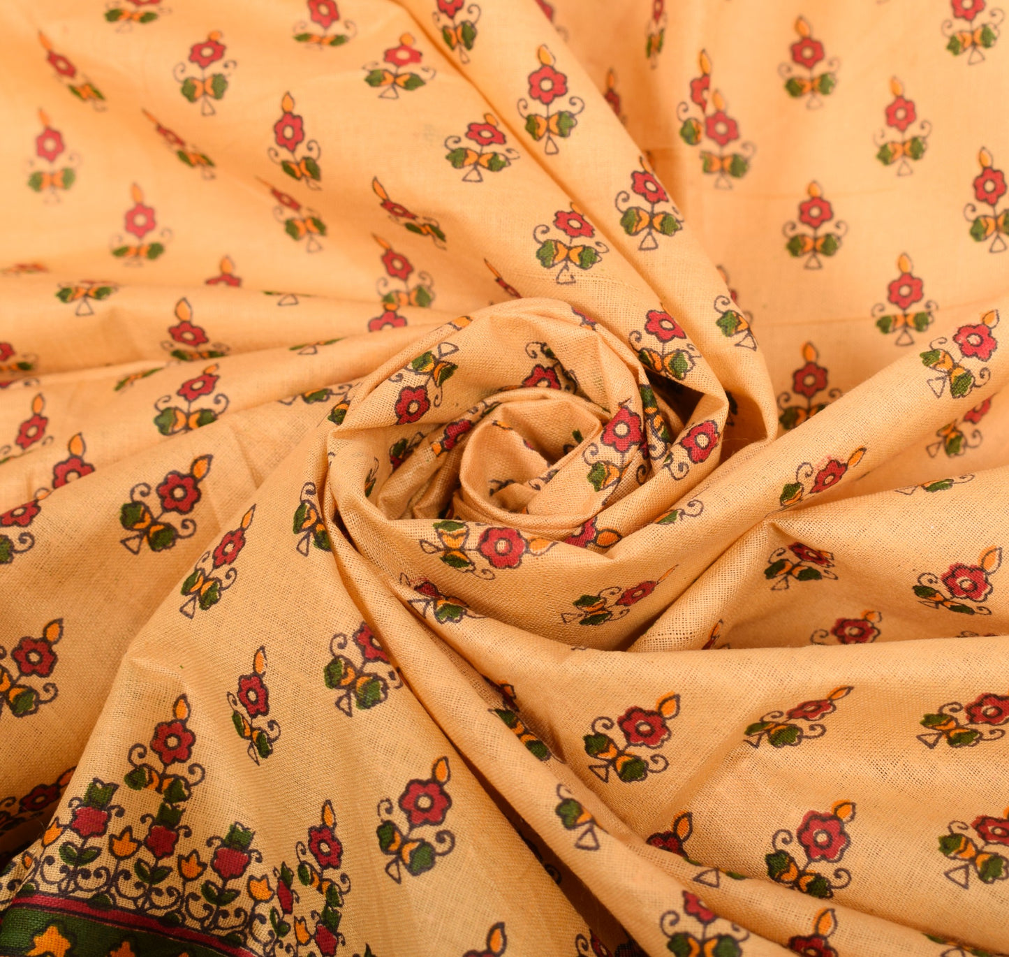 Sushila Vintage Pure Cotton Blouse Piece Material for Women Peach Remnant Fabric