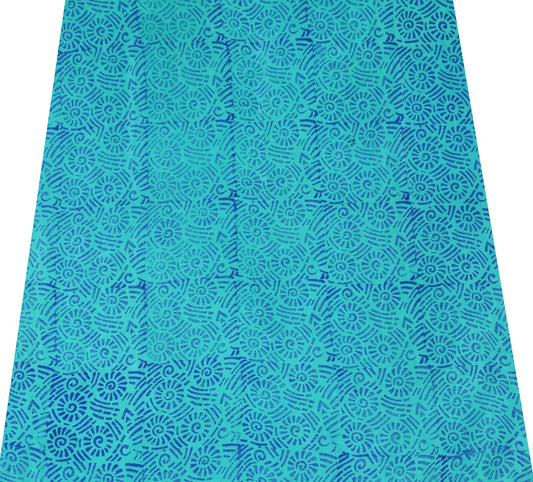 Sushila Vintage Pure Crepe Aqua Blouse Piece Remnant for Women Printed Fabric