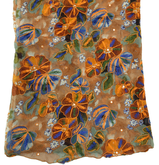 Sushila Vintage Multi-Color Dupatta 100% Pure Georgette Silk Printed Long Stole