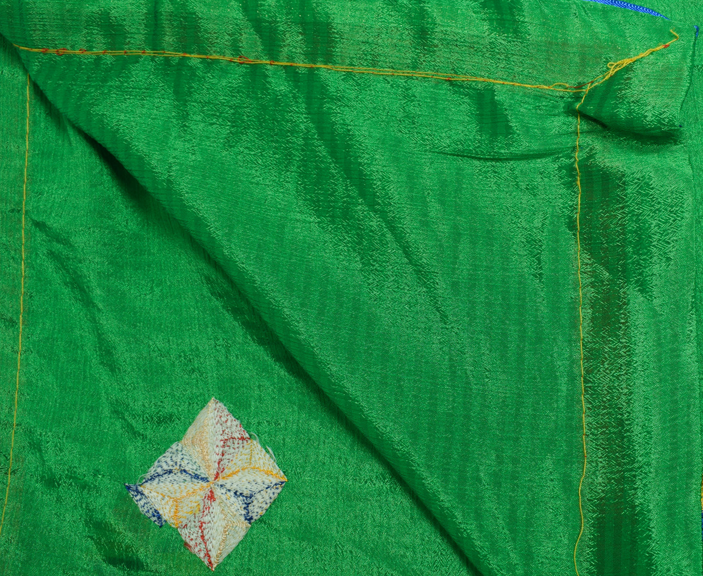 Sushila Vintage Green Dupatta Art Silk Geometrical Embroidered Long Stole Hijab