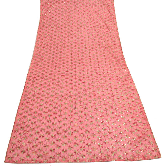 Sushila Vintage Pink Dupatta Blend Chiffon Silk Phulkari Embroidered Long Stole