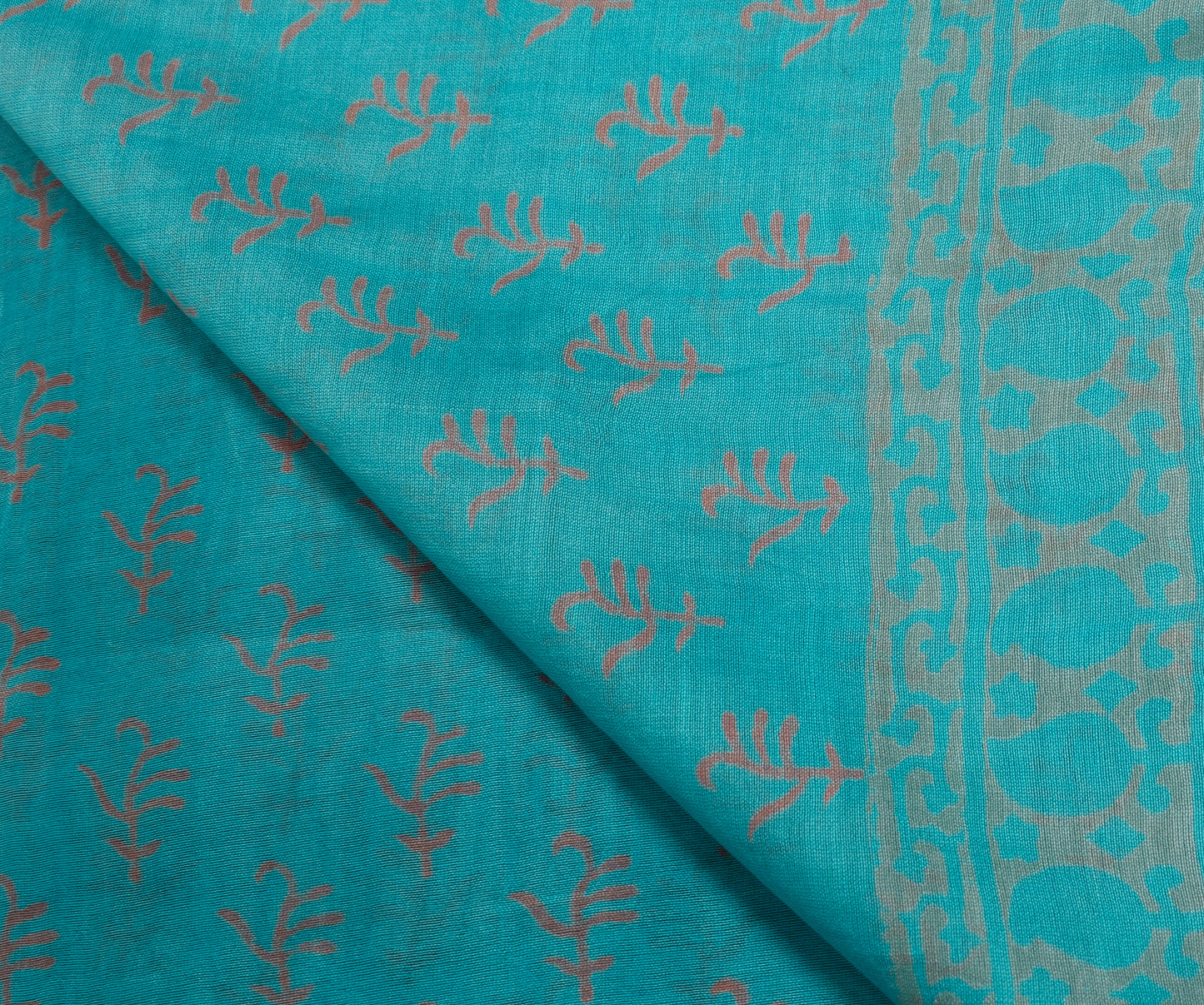 Sushila Vintage Blue & Pink Dupatta 100% Pure Cotton Floral Printed Long Stole