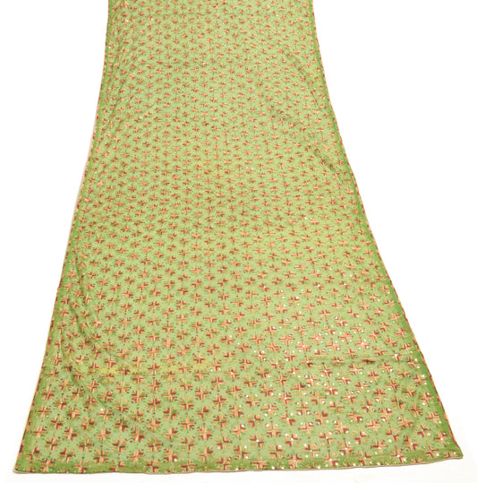 Sushila Vintage Dupatta Blend Chiffon Silk Phulkari Embroidered Long Stole Wrap