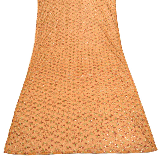 Sushila Vintage Phulkari Embroidered Dupatta Blend Chiffon Silk Long Stole Wrap