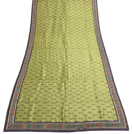 Sushila Vintage Henna Green Hand Woven Ikkat Patola Dupatta Pure Silk Long Stole