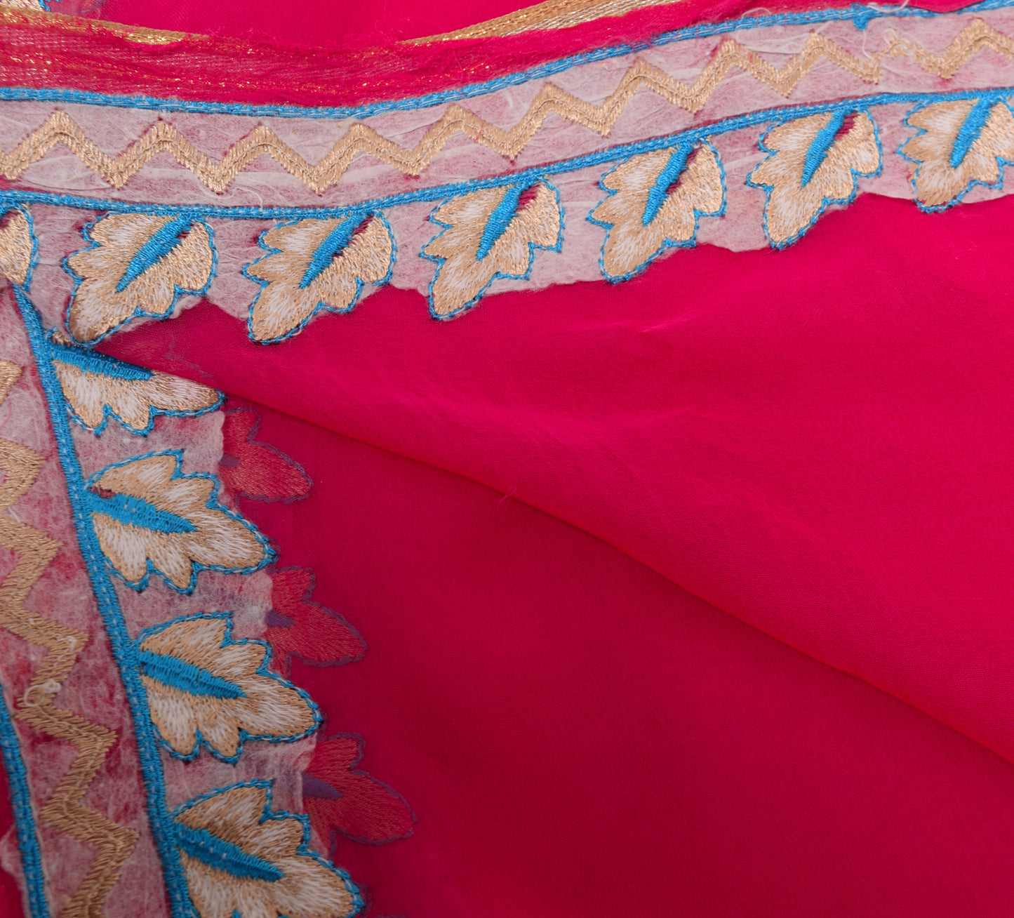 Sushila Vintage Magenta 100% Pure Chiffon Silk Dupatta Embroidered Long Stole