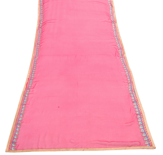 Sushila Vintage Magenta 100% Pure Chiffon Silk Dupatta Embroidered Long Stole