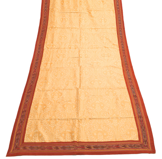Sushila Vintage Peach Hand Woven Ikkat Patola Dupatta 100% Pure Silk Long Stole