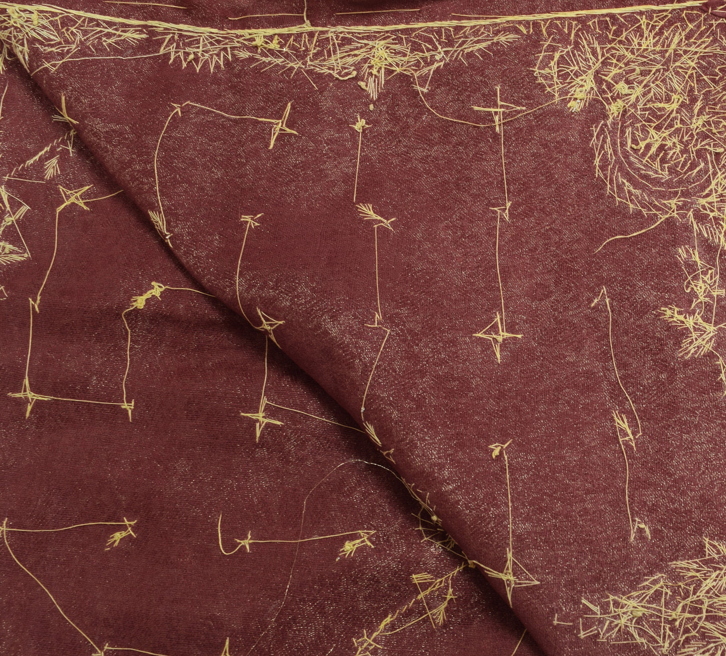 Sushila Vintage Maroon Zardozi Work Heavy Dupatta Blend Tissue Floral Long Stole