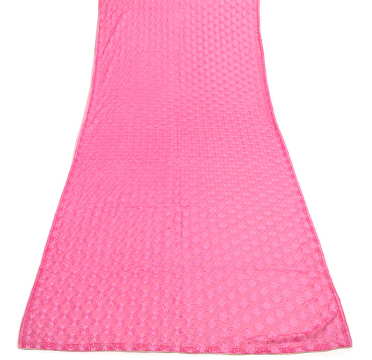 Sushila Vintage Magenta Chiffon Floral Dupatta Phulkari Embroidered Long Stole