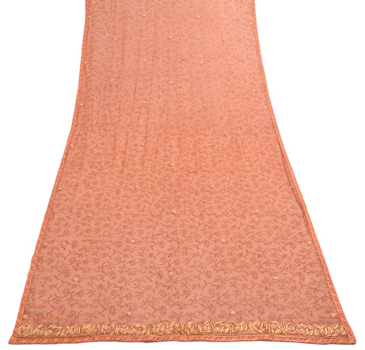 Sushila Vintage Brown 100% Pure Georgette Silk Dupatta Floral Printed Long Stole