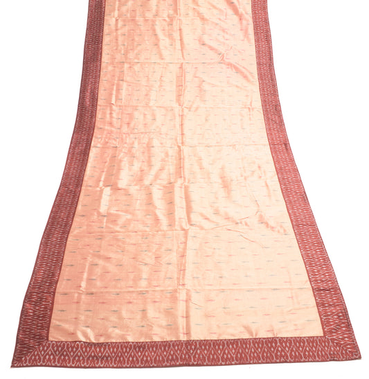 Sushila Vintage Peach Hand Woven Ikkat Patola Dupatta 100% Pure Silk Long Stole