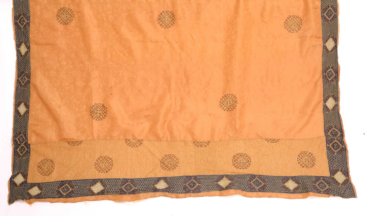 Sushila Vintage Brown 100% Pure Silk Dupatta Embroidered Floral Long Stole Wrap