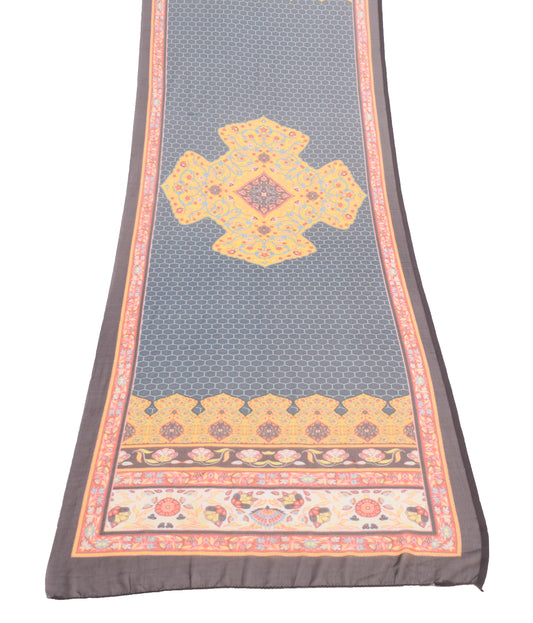 Sushila Vintage Teal Blue Geometrical Printed Dupatta Georgette Silk Long Stole