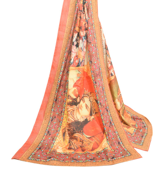 Sushila Vintage Multi-Color Digital Printed Dupatta Cotton Human Long Stole Wrap