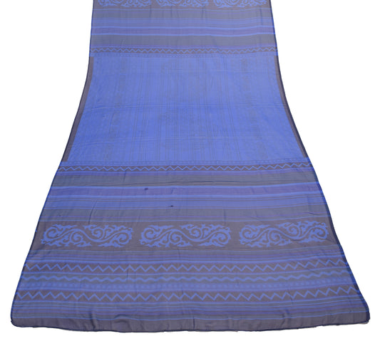 Sushila Vintage Blue Printed Dupatta Blend Georgette Silk Women Long Stole Wrap