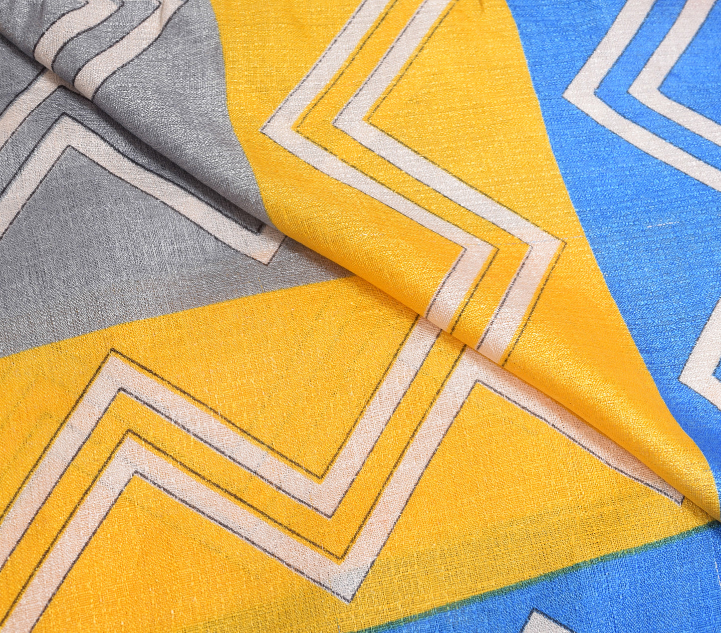 Sushila Vintage Blue Dupatta Art Silk Warli Printed & Woven Long Stole Scarves