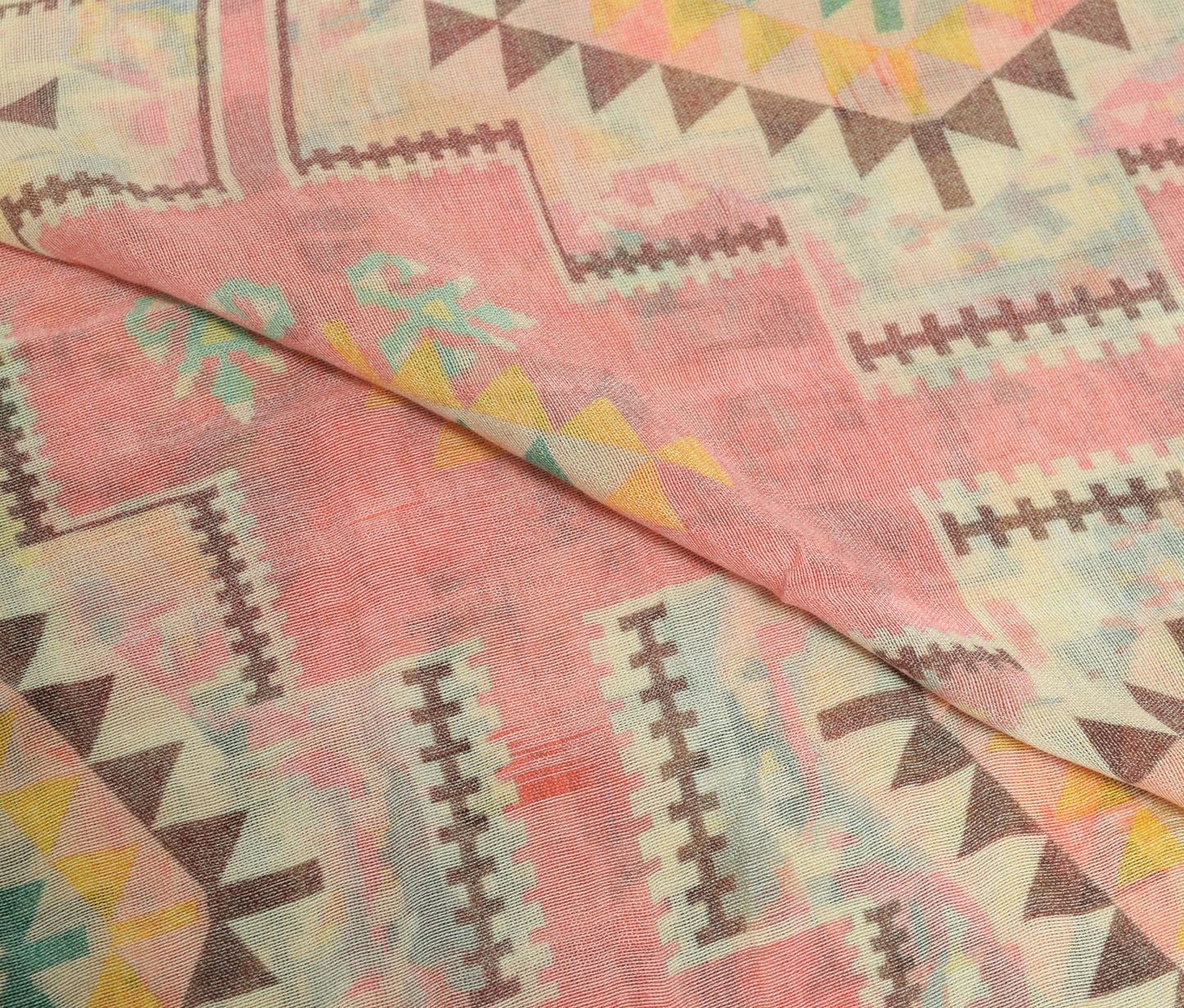 Sushila Vintage Light Yellow Dupatta 100%Pure Cotton Abstract Printed Long Stole