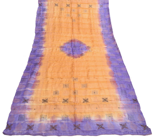Sushila Vintage Brown Dupatta 100% Pure Silk Bandhani Printed Floral Long Stole