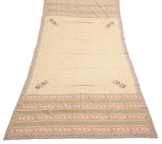 Sushila Vintage Crepe Silk Dupatta Hand Block Printed Paisley Women Long Stole