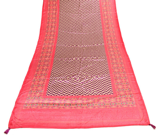 Sushila Vintage Cream 100% Pure satin Silk Dupatta Printed Stunning Long Stole