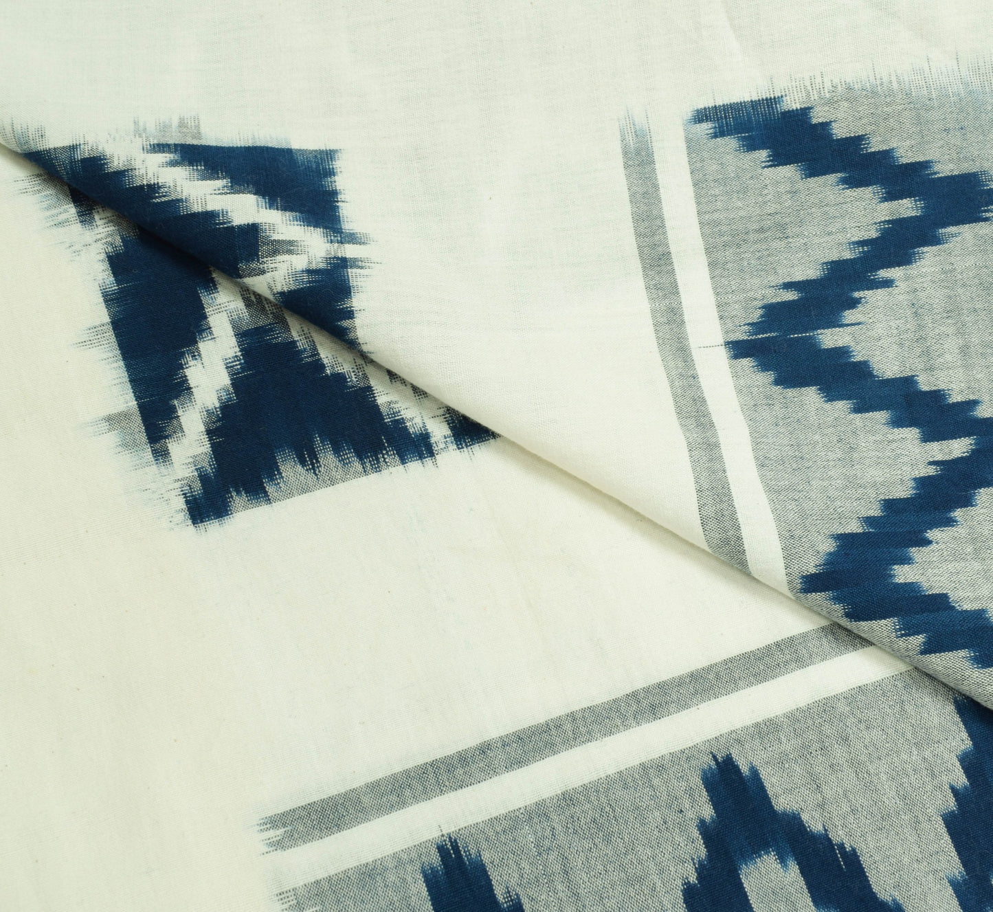 Sushila Vintage Off-White & Blue Dupatta Handloom Pure Cotton Ikat Long Stole