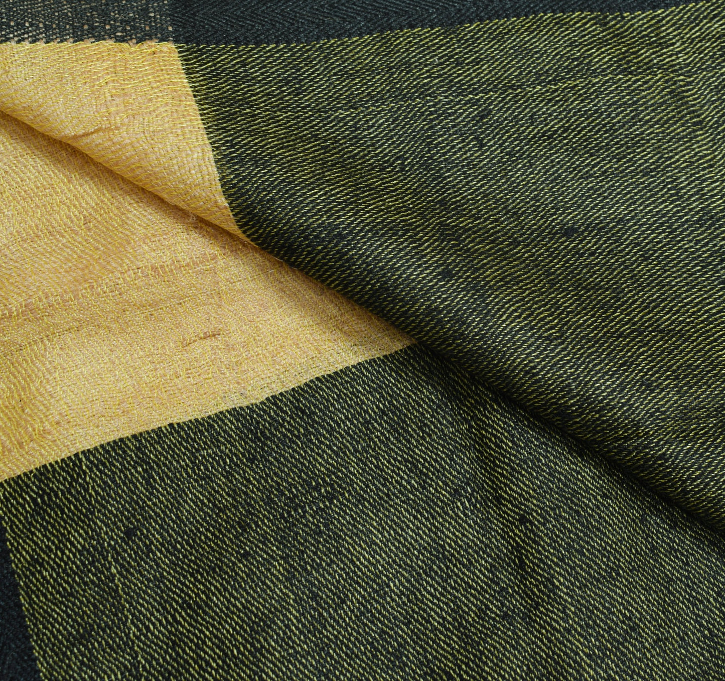 Sushila Vintage Yellow 100% Pure Woolen Dupatta Plain Indian Long Stole Shawl